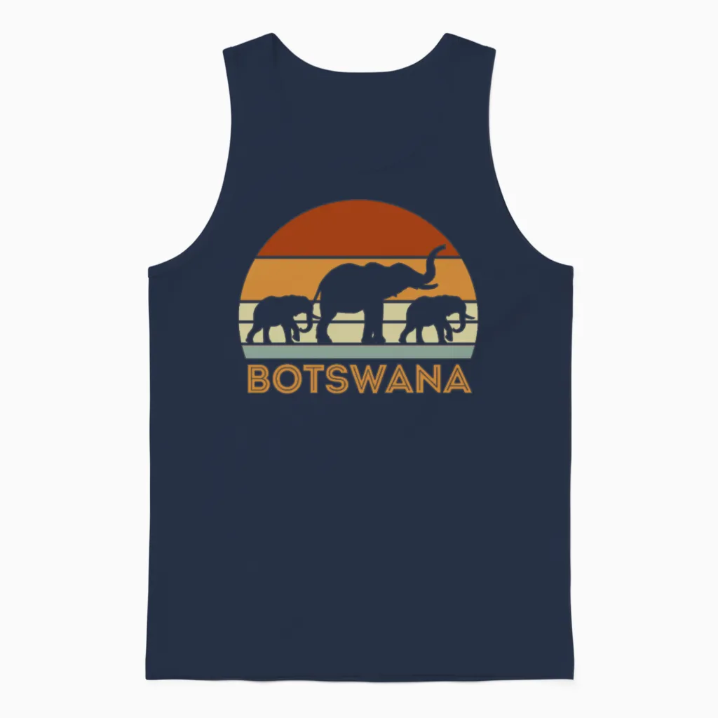 Botswana Elephant Retro Unisex Tank Top - Navy