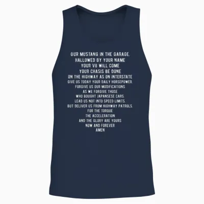 Funny Mustang Car Lords Prayer Unisex Tank Top - Navy