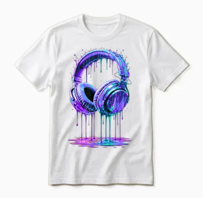 Kopfhörer Dj Gamer Musik Bunte Farbe Drip Art Unisex T-Shirt - White