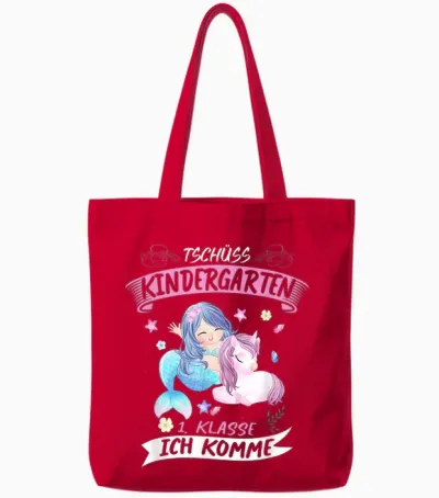 Tschüss Kindergarten 1. Klasse Ich Komme Ende Schulanfang Tote Bags - Red