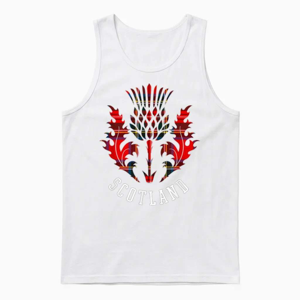 Scottish Scottish Thistle Scottish Emblem of Scotland T-Shirt, Black Unisex Tank Top in White