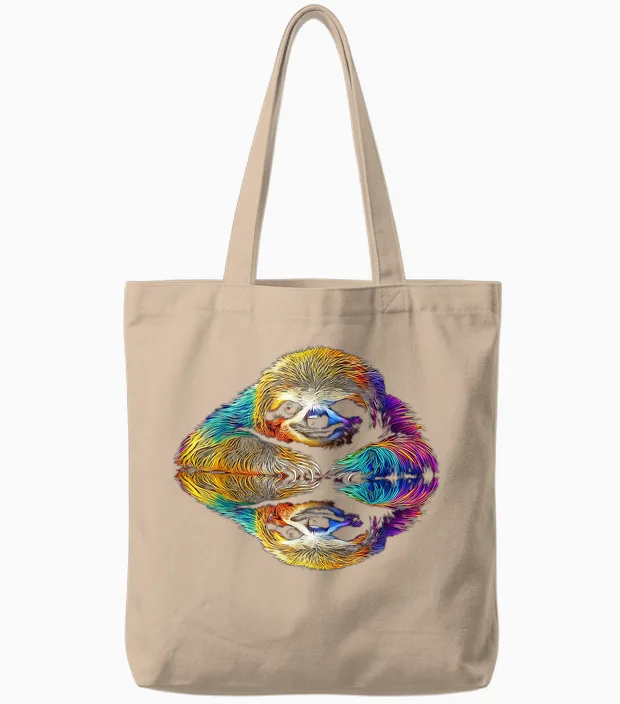 Faultier Abstrakt Niedlich Tier Bunte Kunst Grafik Faultier Tote Bags in Natural