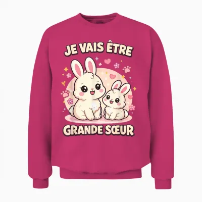 Je Vais être Grande Sœur Lapin Cadeau Annonce Grossesse Unisex Sweatshirt - Heliconia