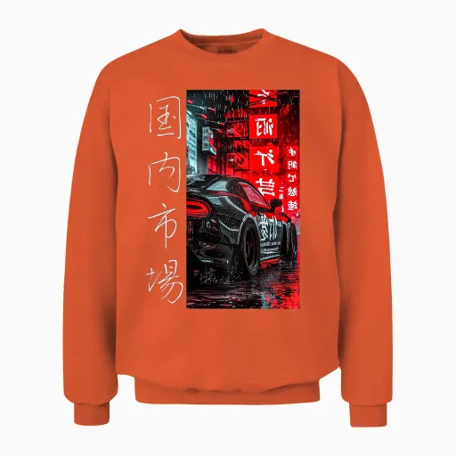Jdm Japan Domestic Market Racing Tuning Car Tokyo Skyline T-Shirt, Black, S Unisex Sweatshirt - Orange