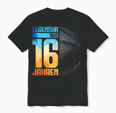 16. Geburtstag Retro Basketball Spieler 16 Jahre Junge Jungs Unisex T-Shirt - Black