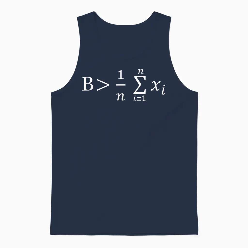 Funny Math - Be Greater Than Average Unisex Tank Top in Navy