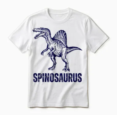 Spinosaurus Retro Roaring Dinosaurier Grafik Kinder Unisex T-Shirt - White