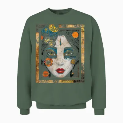 Anime Women Graphic Colorful Unisex Sweatshirt - Military Green