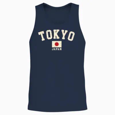 Vintage Tokyo Japan Japanische Flagge Souvenir Retro Grafik Unisex Tank Top - Navy
