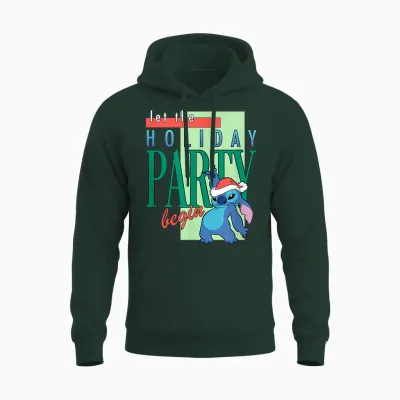 Amazon Essentials Stitch Santa Let the Holiday Party Begin Unisex Hoodie - Forest