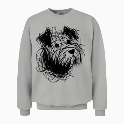 Minimalist Dog Sketch Doodle Dog Portrait Unisex Sweatshirt - Ash