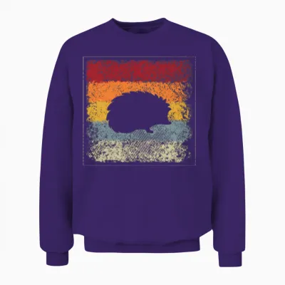 Hedgehog Retro Unisex Sweatshirt - Purple