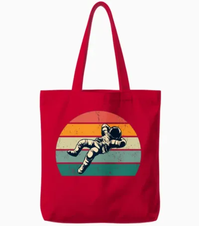 Retro Astronaut Tote Bags - Red
