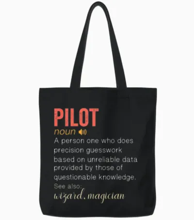 Pilot Funny Definition Tote Bags - Black