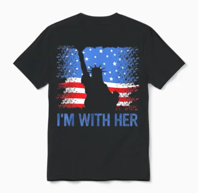 4th of July I'm with Her Usa American Unisex T-Shirt - Black