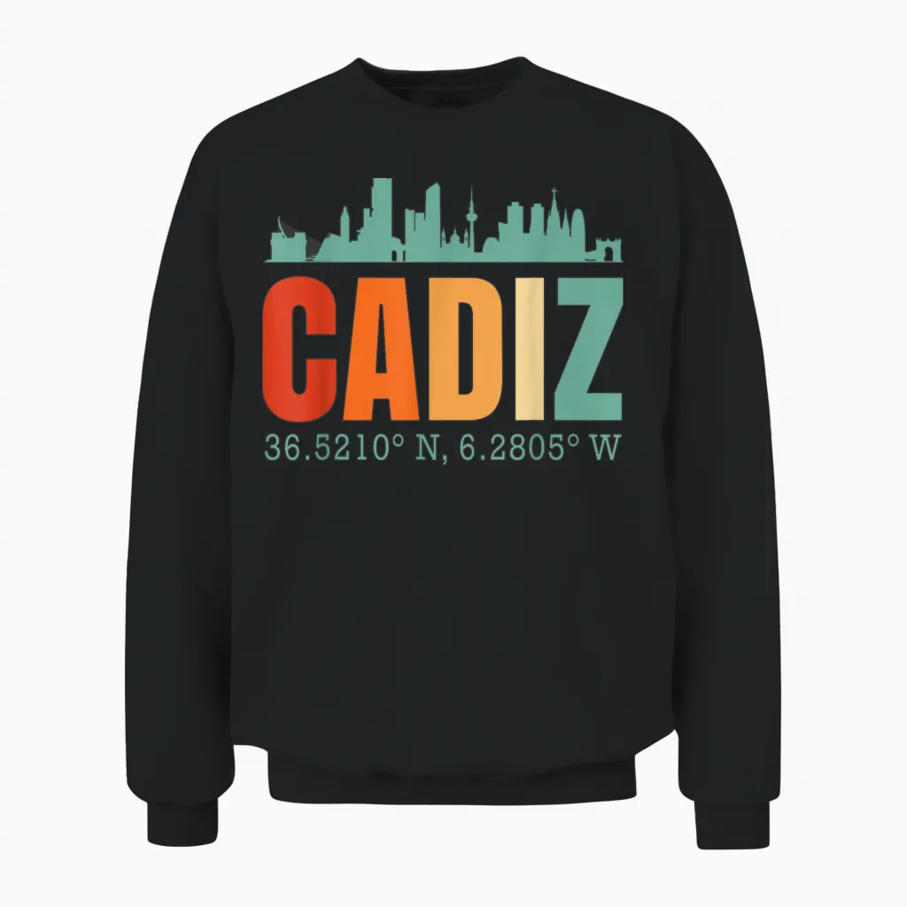Skyline Von Cadiz Unisex Sweatshirt in Black