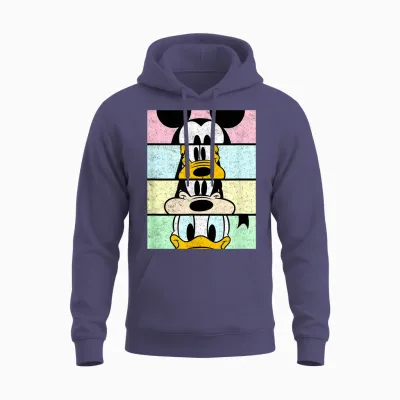 Disney Mickey and Friends Group Comic Panels Distressed Unisex Hoodie - Heather Sport Dark Navy