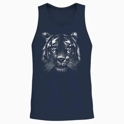 Tiger Tiger Head Big Cat Men's Women's Children's Boys Girls T-Shirt, Black, S Unisex Tank Top - Navy