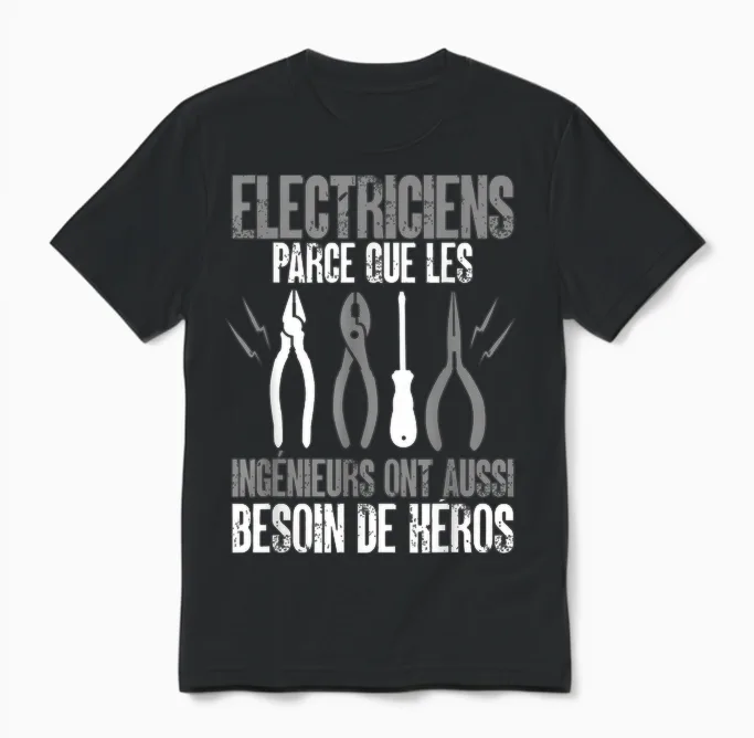 Electrician Funny Engineers Also Need Hero T-Shirt, Black, S Unisex T-Shirt in Black