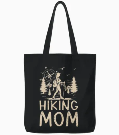 Hiking Mama Hiking Lover Mountain Hiking Mom Tote Bags - Black