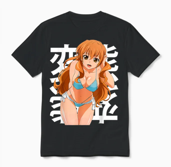 Esthétique Japonais Anime Beautiful Lewd Waifu Otaku Unisex T-Shirt in Black