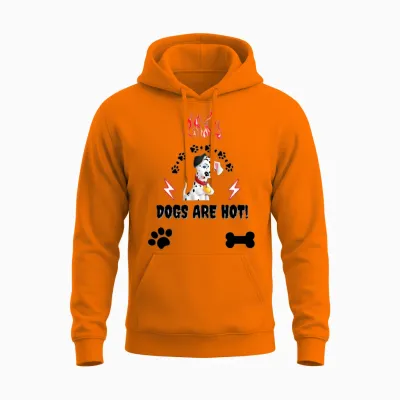Cute Dog Lovers , Dogs Are Hot ! Unisex Hoodie - Safety Orange