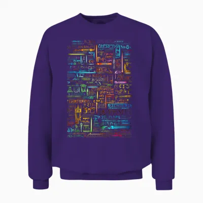 Colourful Art Graphic Motif Artwork T-Shirt, Black Unisex Sweatshirt - Purple