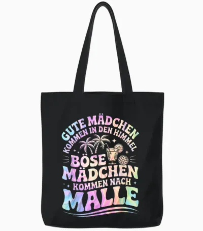 Malle Outfit Girls' Evening Party Holiday Women's Slogan Mallorca Tote Bags - Black