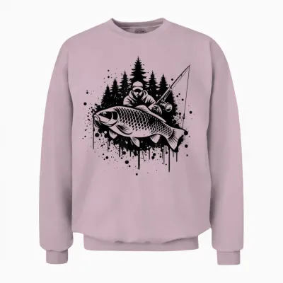 Carp Fisherman Shirt Fisherman Boy Fish Carp Fishing T-Shirt, Grey, S Unisex Sweatshirt - Light Pink