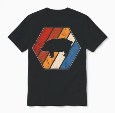 Pig Retro Unisex T-Shirt - Black
