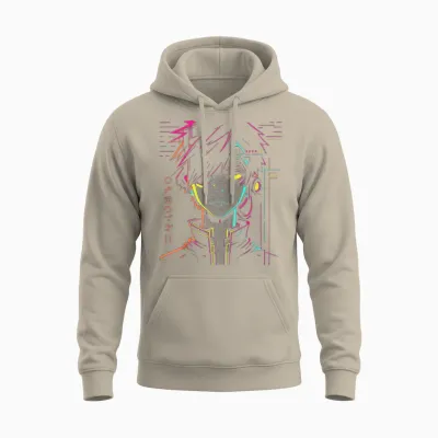Anime Manga Pattern Colorful Illustration Anime T-Shirt, Black, S Unisex Hoodie - Sand