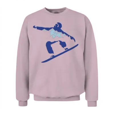 Snowboarding, Snowboarder and Mountains Unisex Sweatshirt - Light Pink