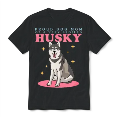 Husky Dogs Dog Mom of a Spoiled Husky Unisex T-Shirt - Black