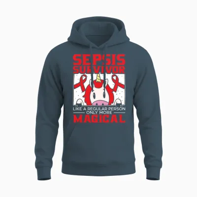 Unicorn Lover Sepsis Warrior Sepsis Awareness Unisex Hoodie - Dark Heather