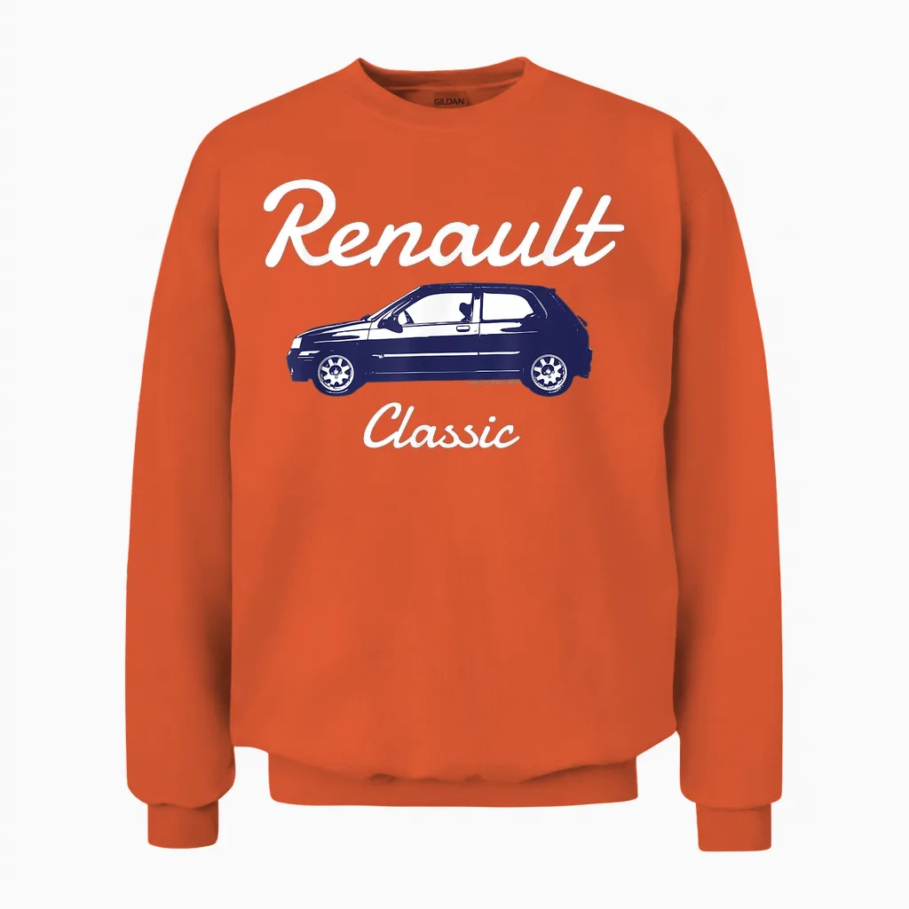 Renault Clio Car Classic Hatchback Unisex Sweatshirt in Orange