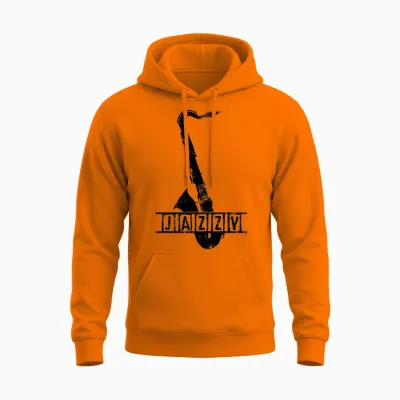 Jazz Saxophone Retro Unisex Hoodie - Safety Orange