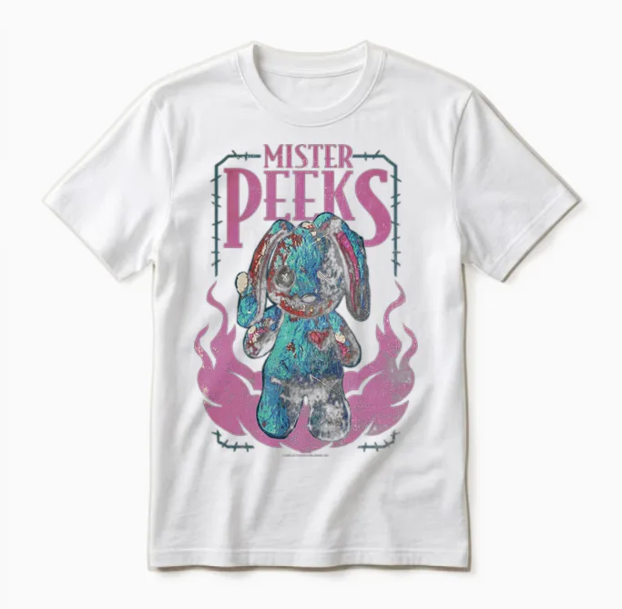 Call of Duty Mister Peeks Zombie Bunny Flames Video Game Unisex T-Shirt in White