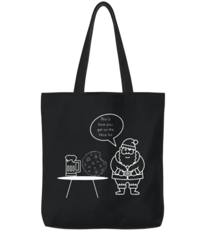 Funny Santa Joke Tote Bags - Black