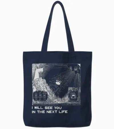 I Will See You in the Next Life Outfits Radio Music 80s 90s Tote Bags - Navy