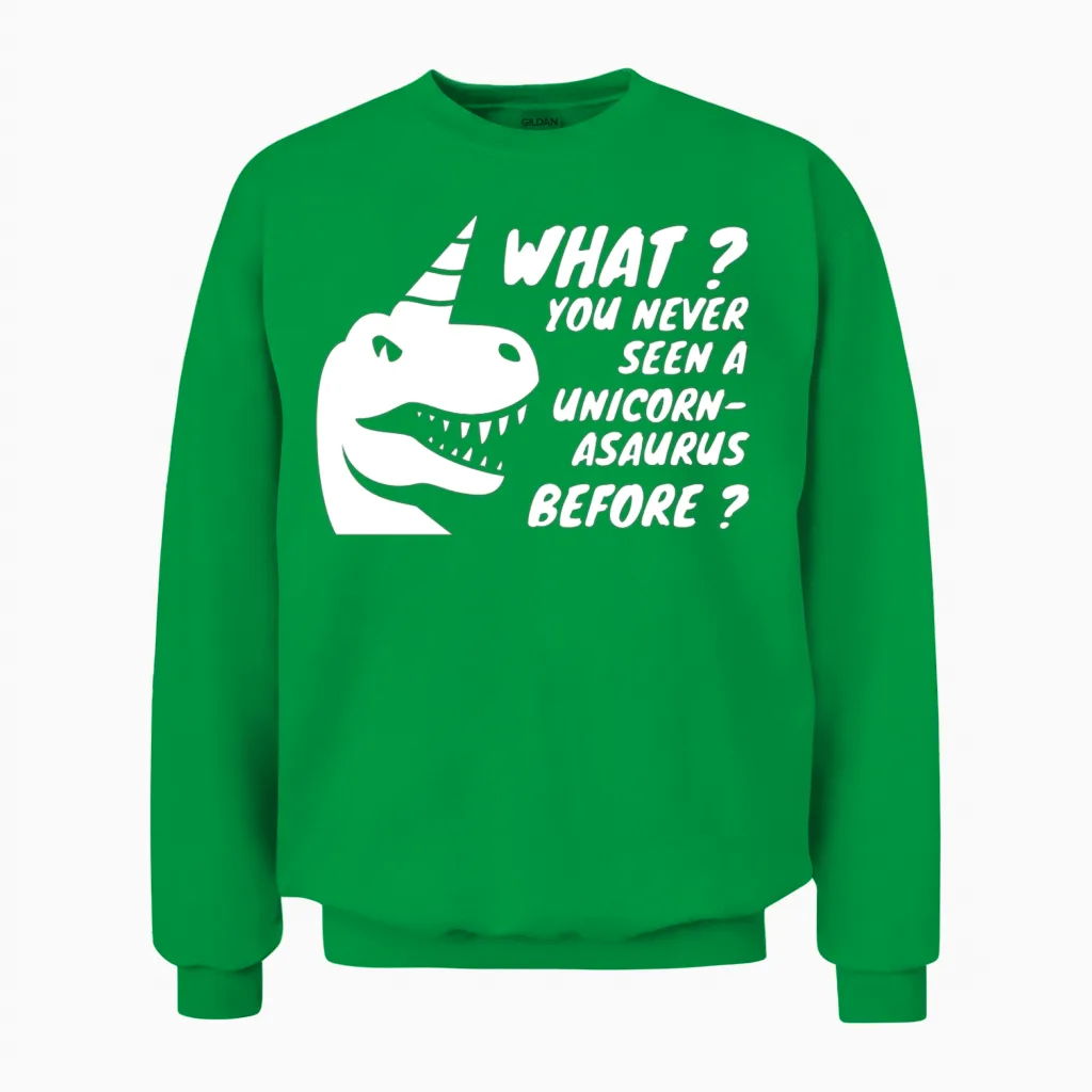 Funny Unicorn Dinosaur Kids & Baby Gift Unisex Sweatshirt in Irish Green