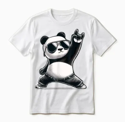 Panda Retro Rock Music Gifts Men Kids Women Panda Funny Unisex T-Shirt - White