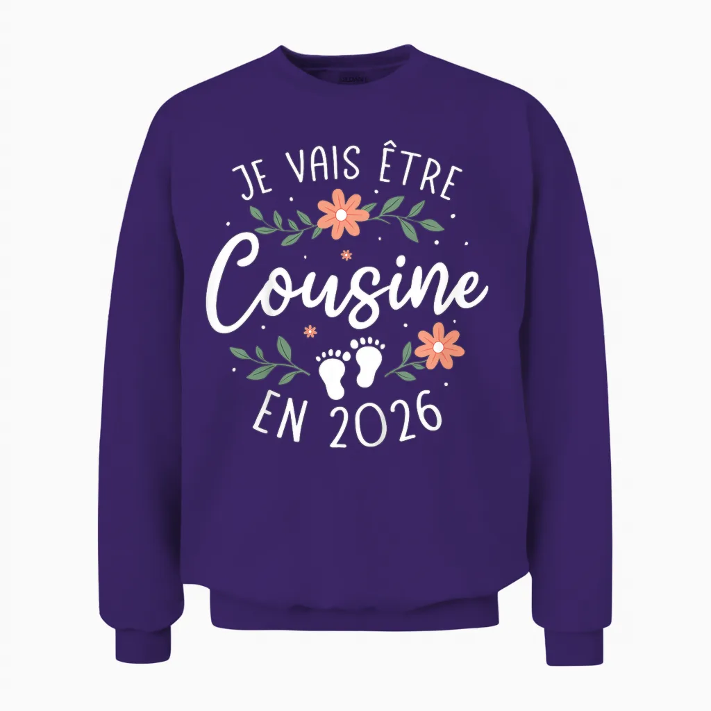 I Will Be Cousin in 2026 - Pregnancy Cousine Unisex Sweatshirt in Purple