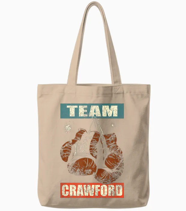 Crawford Last Name Retro Family Name Crawford Boxing Tote Bags in Natural