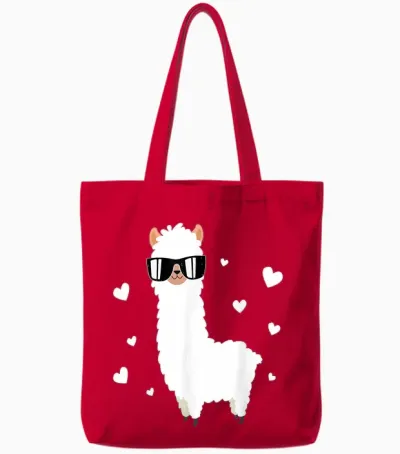 Llama Alpaca Hearts - Animal Lama Farmer Alpaca Tote Bags - Red