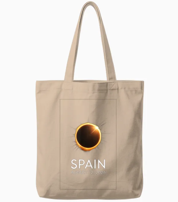 Eclipse Solaire 12 Août 2026 Espagne Total Tote Bags in Natural