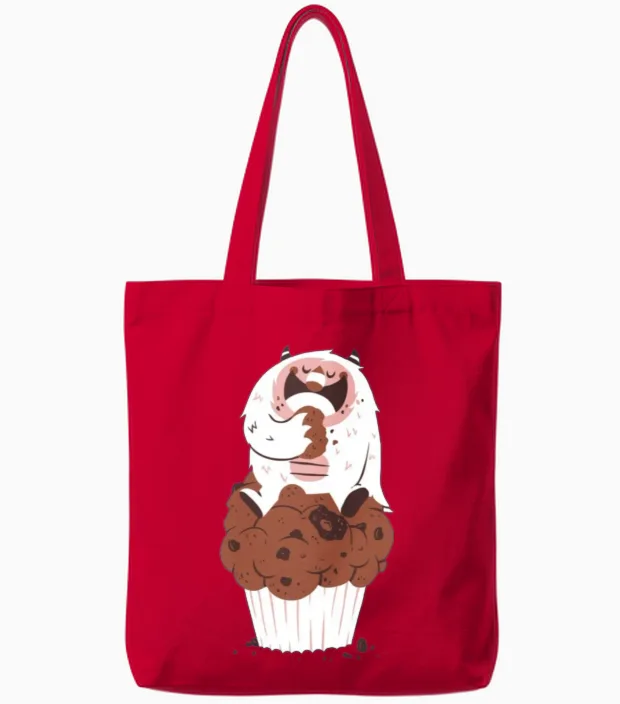 The Cupcake Monster Tote Bags in Red