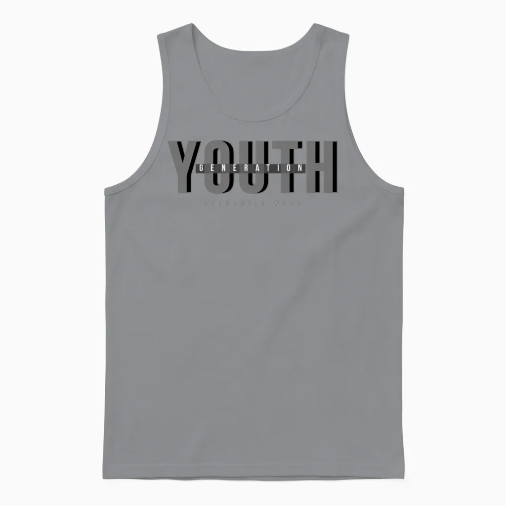 Youth Generation Bold Typography Bar Unisex Tank Top in Sport Grey