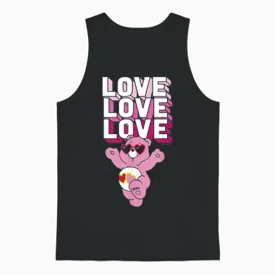Care Bears Valentine's Day Love-A-Lot Bear Pop Love Stack T-Shirt, Grey, S Unisex Tank Top - Black