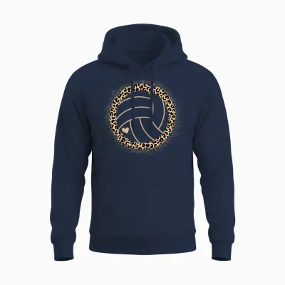 Volleyball Leopard Print Volleyball Player Women Girls T-Shirt, Black Unisex Hoodie - Navy