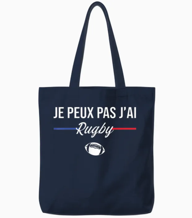 Je Peux Pas J'ai Rugby Player Funny Rugby Players Tote Bags in Navy